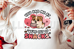 Cute Cartoon Dog We Are Out Of Snacks Hearts Background Product Image 2