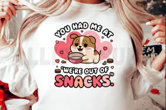 Cute Cartoon Dog We Are Out Of Snacks Hearts Background Product Image 2