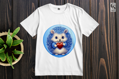 Blue Hedgehog Holding Heart Clipart Sublimation PNG Product Image 2