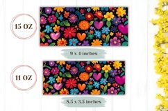 Cartoon Flowers Mug Wrap Design, Love Hearts Mug Sublimation Product Image 2