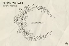 Peony wreath SVG PNG EPS Product Image 2