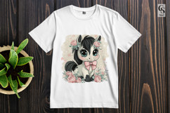 Cute Baby Horse with Pink Bow Floral Pony Clipart PNG Product Image 2