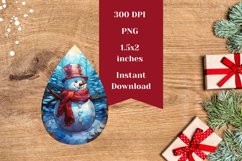 Christmas Earring Design, Stained Glass Snowman Sublimation Product Image 2