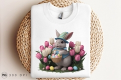 Easter Bunny With Eggs And Tulips Decoration Sublimation PNG Product Image 3