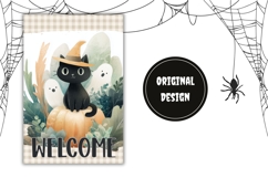 Watercolor Halloween Garden Flag, Welcome Garden Flag Product Image 2