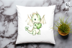 Cute Baby Dragon Green Heart Clipart Sublimation PNG Product Image 2