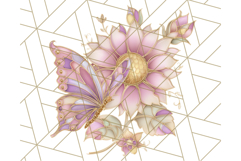 Stained Glass Butterfly and Sunflower PNG Clipart Product Image 2