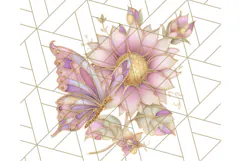 Stained Glass Butterfly and Sunflower PNG Clipart Product Image 2