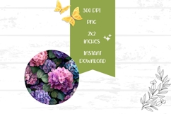 Pink Hydrangea Round Earrings, Floral Round Earrings Design Product Image 2