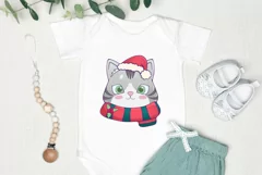 Kawaii Christmas Cat PNG, Christmas Sublimation Design Product Image 2
