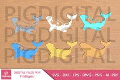 Layered Whale SVG 3D Ocean Scene for Laser Cutting Product Image 2