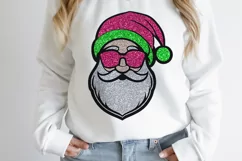 Glitter Santa PNG, Santa SVG, Santa with sunglasses PNG Product Image 2