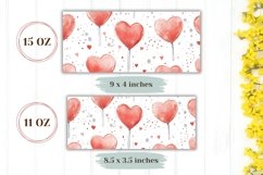Lollipop Mug Wrap Design, Red Love Hearts Mug Template Product Image 2