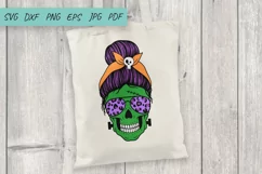 Halloween svg, Mom life svg, Momster svg, Mom Messy Bun svg Product Image 3