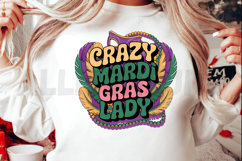 Crazy Mardi Gras Lady Sublimation PNG, Funny Mardi Gras PNG Product Image 2