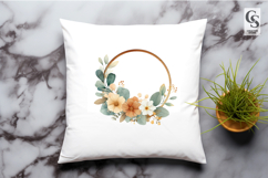 Neutral Floral Hoop Wreath Clipart Sublimation PNG Product Image 2