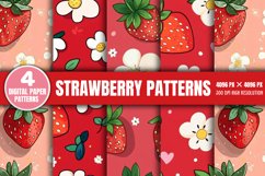 Strawberry Digital Papers Pattern Bundle PNG Product Image 3