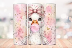 Coquette Bubblegum Goose 20 OZ Skinny Tumbler Wrap PNG. Product Image 2