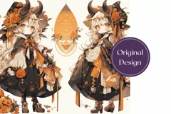 Kawaii Halloween Girls Sublimation, Halloween Tumbler Wrap Product Image 2