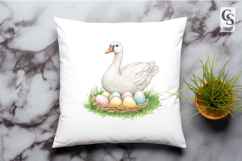Watercolor Goose with Pastel Eggs Clipart Sublimation PNG Product Image 2