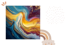 Abstract Pillow Design, Fluid Art Pillow Template Product Image 2