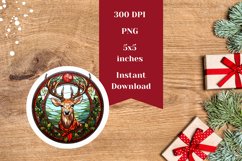 Christmas Deer Round Earring, Christmas Deer Sublimation Product Image 2