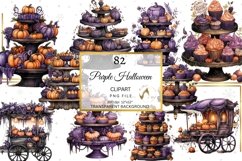 Watercolor Purple Halloween Illustrations Bundle Product Image 10