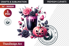 Gothic Halloween Drinks Pink and Black Sublimation clipart Product Image 1