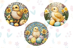 Easter Chick Keychain Template, Stained Glass Easter Print Product Image 2