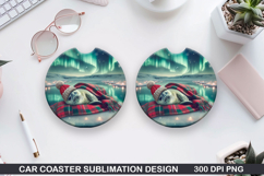 Seals Car Coaster Sublimation| Christmas Coaster PNG Product Image 1