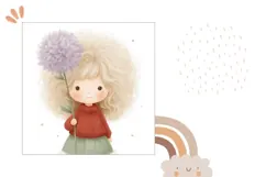 Cartoon Girl Pillow Design, Cute Girl Pillowcase Template Product Image 2