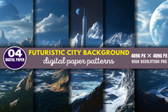 Futuristic City Background Digital Paper PNG Product Image 1