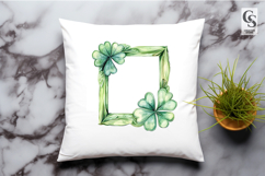 Watercolor Lucky Clover Frames Clipart Sublimation PNG Product Image 2