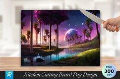 Vibrant Cityscape at Night Cutting Board Sublimation Design Product Image 1