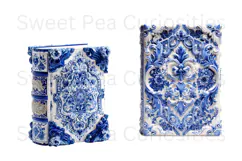 Blue Toile, Ephemera, PNG, Clipart, Junk Journal, flowers Product Image 2