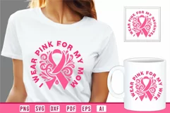 Pink Breast Cancer Ribbon SVG Design, Breast Cancer Family Product Image 3