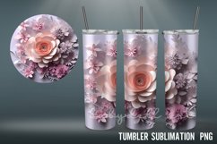 Rose 3D Tumbler Sublimation Design PNG I Papercut 3D Tumble Product Image 2