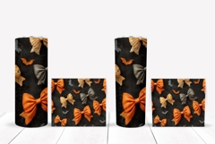 Orange Bows Tumbler Design, Cartoon Halloween Bats Tumbler Product Image 2