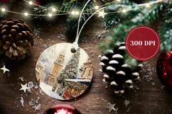 Watercolor Christmas Fair Ornament, Christmas Product Tag Product Image 2