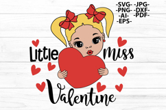 Little Miss Valentine SVG Cute Girl Holding Red Heart Art Product Image 2