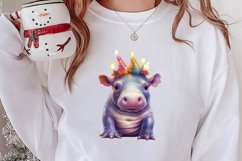 Cute Christmas Hippo Sublimation Clipart, Christmas Clipart Product Image 2