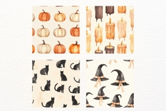 Cozy Halloween Seamless Pattern Watercolor Graphics 10 JPG Product Image 3