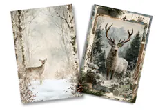 Winter Deer Woodland Junk Journal Pages Product Image 2