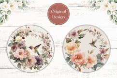 Floral Wreath Car Coaster, Cartoon Flowers Round Coasters Product Image 2
