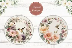 Floral Wreath Car Coaster, Cartoon Flowers Round Coasters Product Image 2