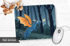 Nighttime Adventure Tiny Blue Dragon Mouse Pad PNG Design Product Image 1