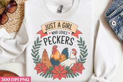 Just A Girl Who Loves Peckers PNG, Chicken Farm Sublimation Product Image 3