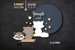 Raccoon Baby Name Sign SVG laser cut file for Glowforg Product Image 2