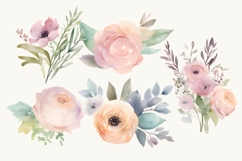 Watercolor Flower Arrangement Clipart PNG, Floral Cliparts Product Image 2