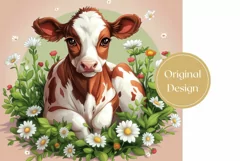 Cute Cow Tumbler Design, Chamomile Tumbler Sublimation Product Image 2